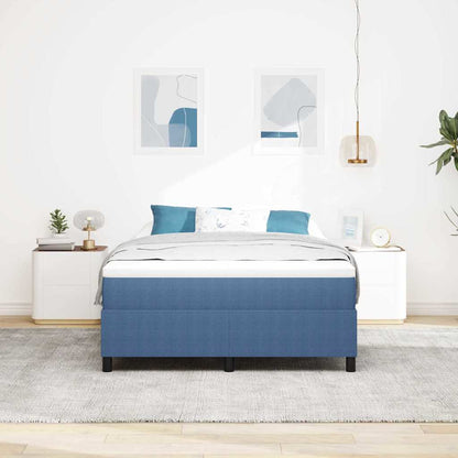 Box Spring Bed Blue 140 x 190 cm Corduroy fabric
