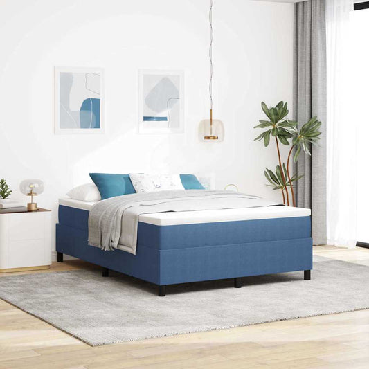 Box Spring Bed Blue 140 x 200 cm Corduroy fabric