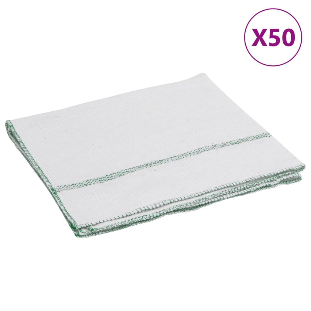 Cleaning Cloths 50 pcs White with Green Stripes 50x60 cm