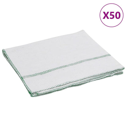 Cleaning Cloths 50 pcs White with Green Stripes 50x60 cm