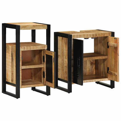 Bathroom Furniture Set 2 pcs Brown Soild rough mango wood