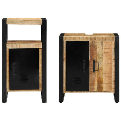 Bathroom Furniture Set 2 pcs Brown Soild rough mango wood