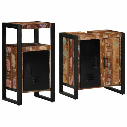 Bathroom Furniture Set 2 pcs Brown Solid reclaimed wood