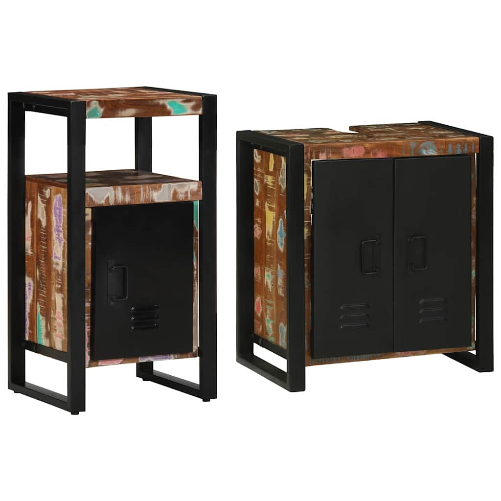 Bathroom Furniture Set 2 pcs Brown Solid reclaimed wood