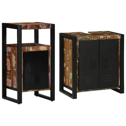 Bathroom Furniture Set 2 pcs Brown Solid reclaimed wood