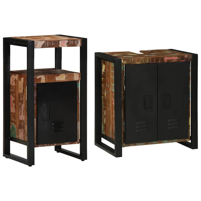 Bathroom Furniture Set 2 pcs Brown Solid reclaimed wood