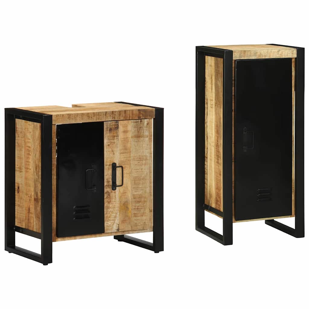Bathroom Furniture Set 2 pcs Brown Solid Mango Wood