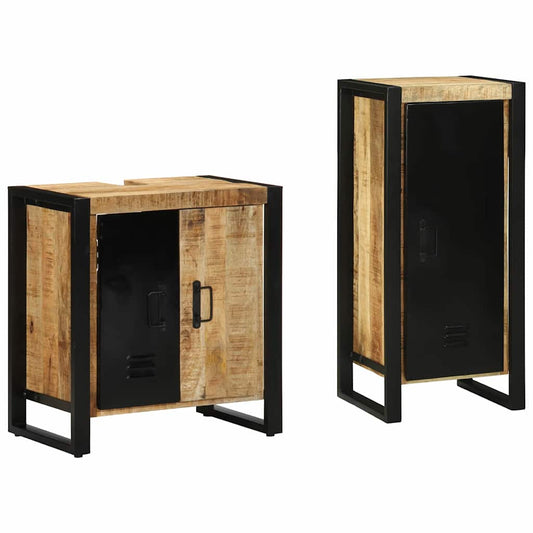 Bathroom Furniture Set 2 pcs Brown Solid Mango Wood