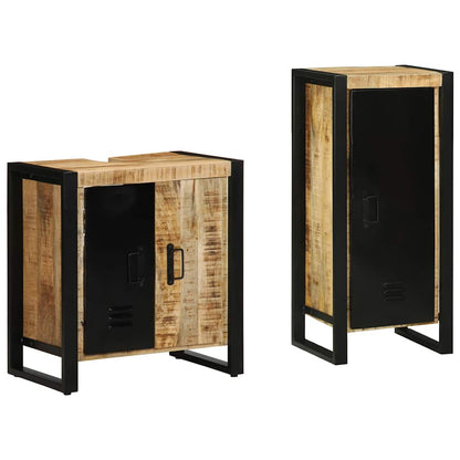 Bathroom Furniture Set 2 pcs Brown Solid Mango Wood