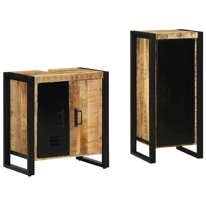 Bathroom Furniture Set 2 pcs Brown Solid Mango Wood