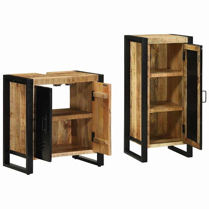 Bathroom Furniture Set 2 pcs Brown Solid Mango Wood