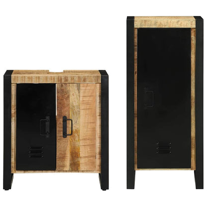 Bathroom Furniture Set 2 pcs Brown Solid Mango Wood