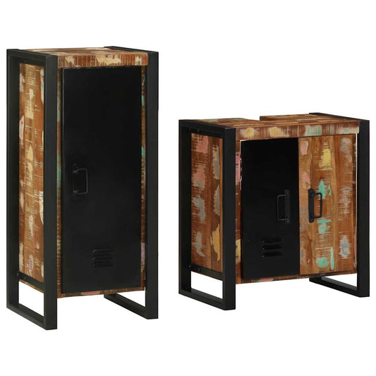Bathroom Furniture Set with Shelf 2 pcs Solid reclaimed wood