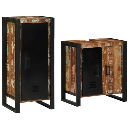 Bathroom Furniture Set with Shelf 2 pcs Solid reclaimed wood