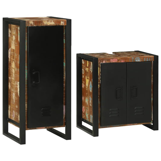 Bathroom Furniture Set 2 pcs Multicolour Solid Reclaimed Wood
