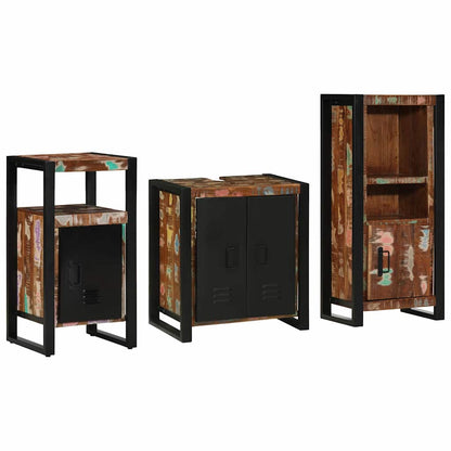 Bathroom Furniture Set 3 pcs Multicolour Solid Reclaimed Wood