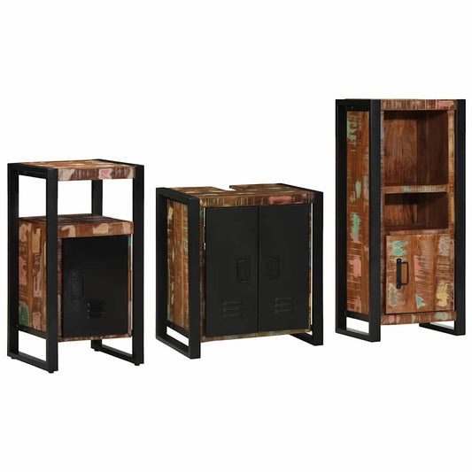Bathroom Furniture Set 3 pcs Multicolour Solid Reclaimed Wood