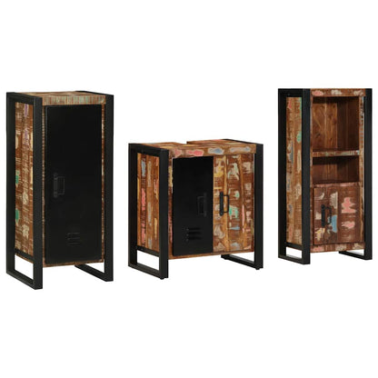 Bathroom Furniture Set 3 pcs Multicolour Solid Reclaimed Wood