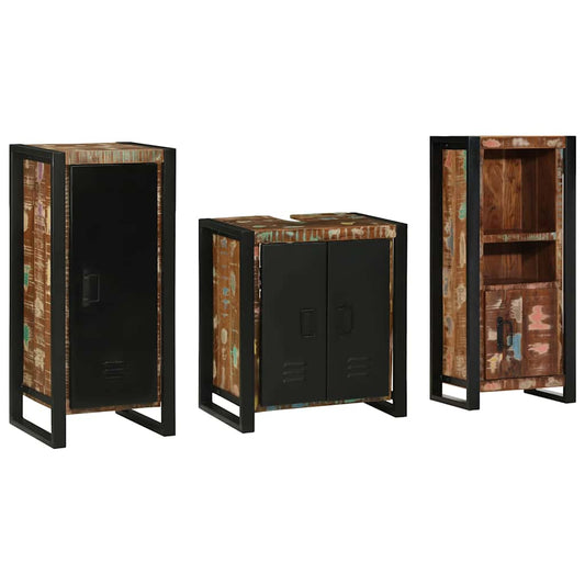 Bathroom Furniture Set 3 pcs Multicolour Solid Reclaimed Wood
