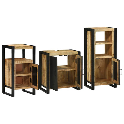 Bathroom Furniture Set with Door 3 pcs Brown Solid Reclaim Wood