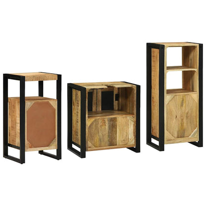 Bathroom Furniture Set with Door 3 pcs Brown Solid Reclaim Wood