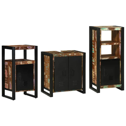 Bathroom Furniture Set 3 pcs Multicolour Solid Reclaimed Wood