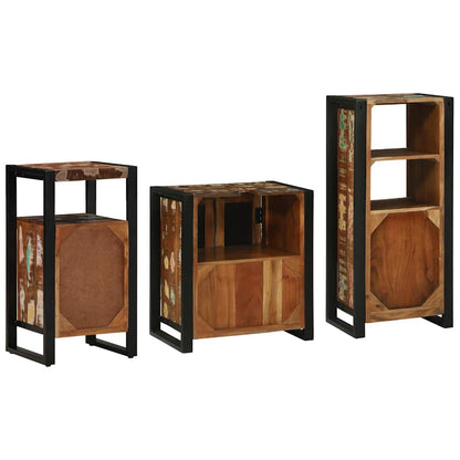 Bathroom Furniture Set 3 pcs Multicolour Solid Reclaimed Wood