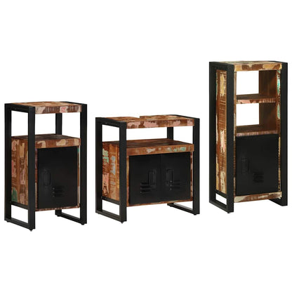Bathroom Furniture Set 3 pcs Multicolour Solid Reclaimed Wood
