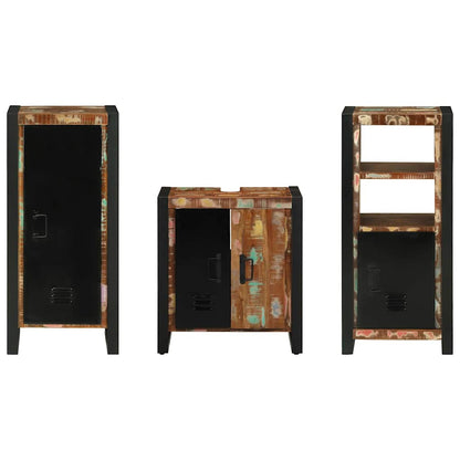 Bathroom Furniture Set 3 pcs Multicolour Solid Reclaimed Wood