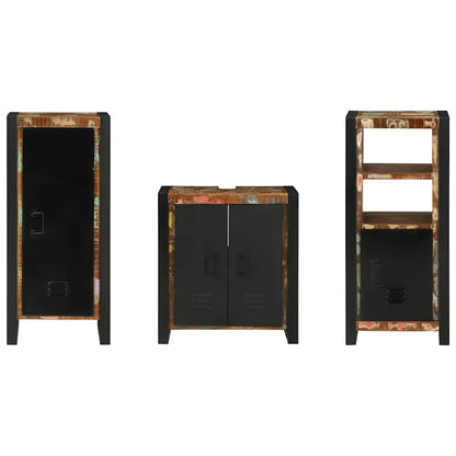 Bathroom Furniture Set 3 pcs Multicolour Solid Reclaimed Wood