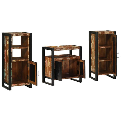 Bathroom Furniture Set 3 pcs Multicolour Solid Reclaimed Wood