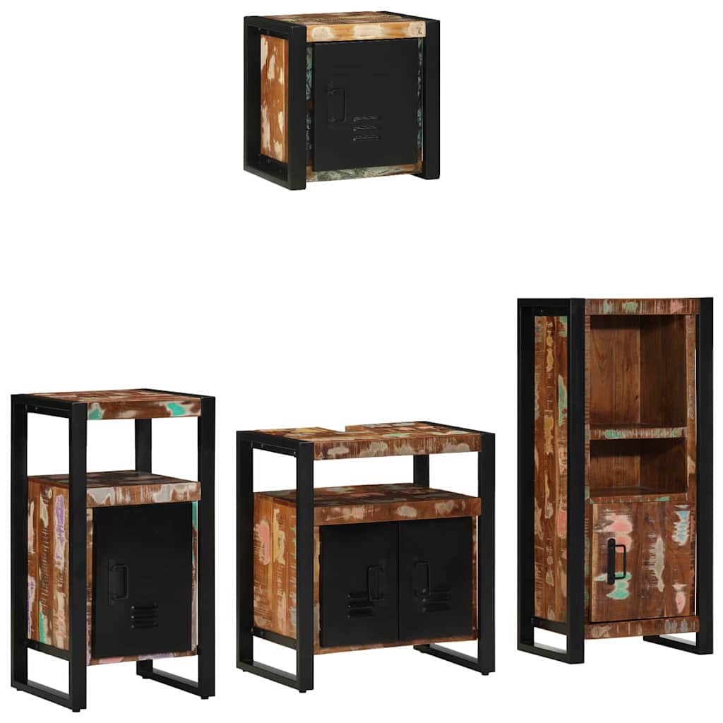 Bathroom Furniture Set 4 pcs Multicolour Solid Reclaimed Wood