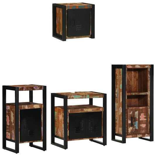 Bathroom Furniture Set 4 pcs Multicolour Solid Reclaimed Wood