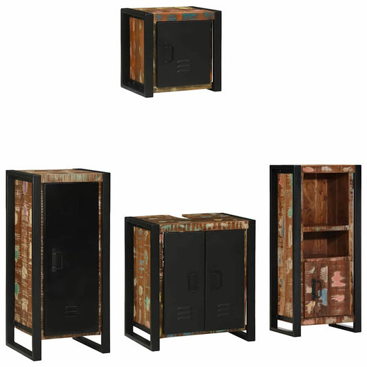Bathroom Furniture Set 4 pcs Multicolour Solid Reclaimed Wood