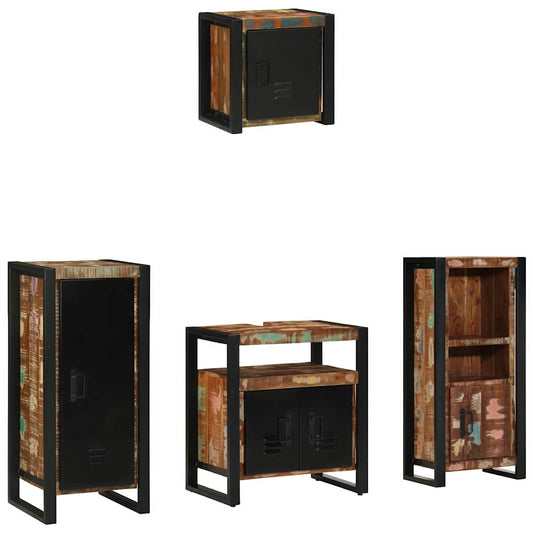 Bathroom Furniture Set 4 pcs Multicolour Solid Reclaimed Wood