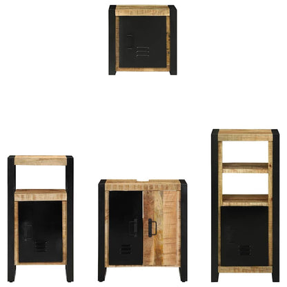 Bathroom Furniture Set with Shelf 4 pcs Brown Solid Mango Wood