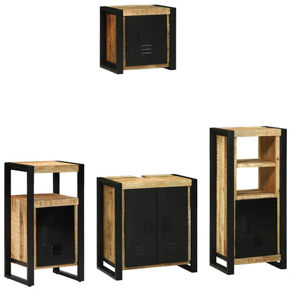 Bathroom Furniture Set with Shelf 4 pcs Brown Solid Mango Wood