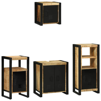 Bathroom Furniture Set with Shelf 4 pcs Brown Solid Mango Wood