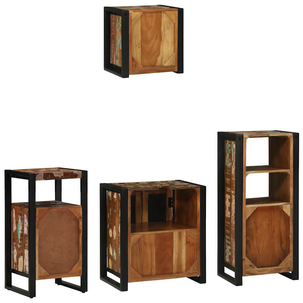 Bathroom Furniture Set 4 pcs Multicolour Solid Reclaimed Wood