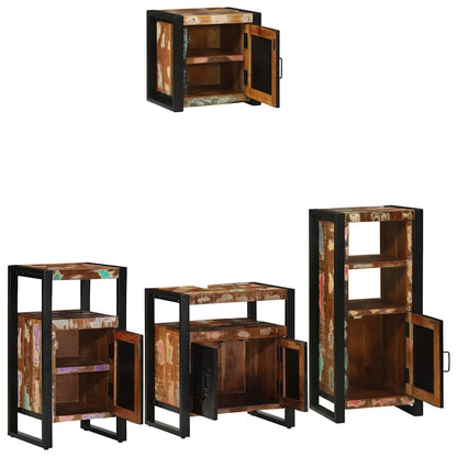 Bathroom Furniture Set with Shelf 4 pcs Brown Solid Mango Wood