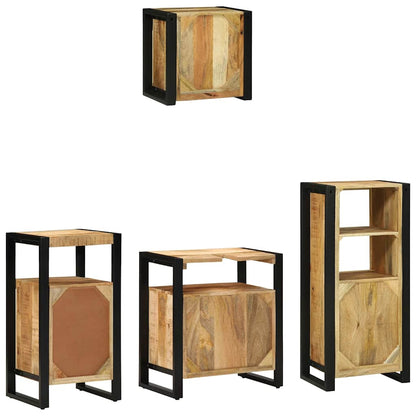 Bathroom Furniture Set with Shelf 4 pcs Brown Solid Mango Wood