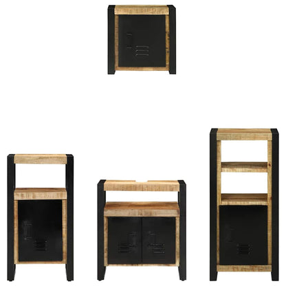 Bathroom Furniture Set with Shelf 4 pcs Brown Solid Mango Wood