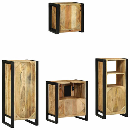 Bathroom Furniture Set with Shelf 4 pcs Brown Solid Mango Wood