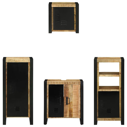 Bathroom Furniture Set with Shelf 4 pcs Brown Solid Mango Wood