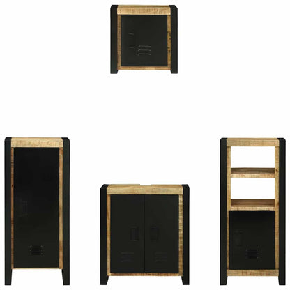 Bathroom Furniture Set with Shelf 4 pcs Brown Solid Mango Wood