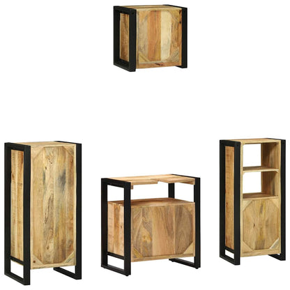 Bathroom Furniture Set with Shelf 4 pcs Brown Solid Mango Wood