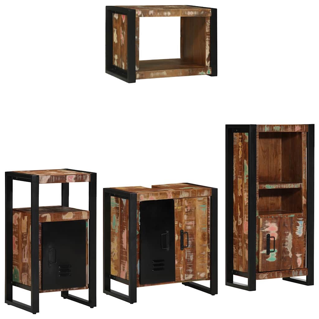 Bathroom Furniture Set 4 pcs Multicolour Solid Reclaimed Wood