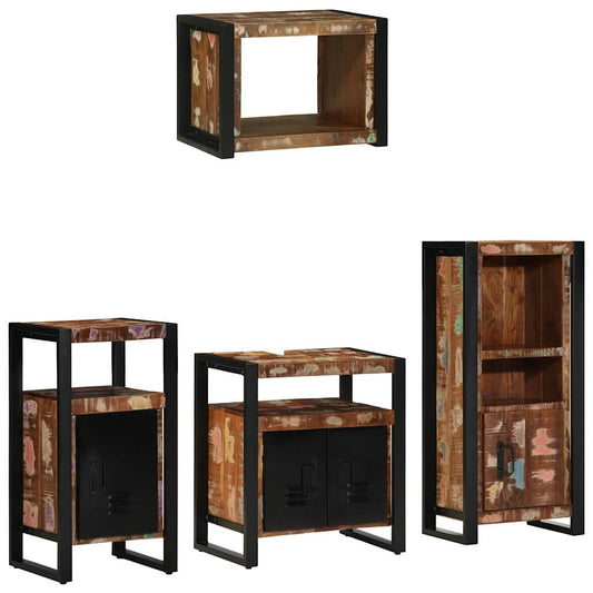 Bathroom Furniture Set 4 pcs Multicolour Solid Reclaimed Wood