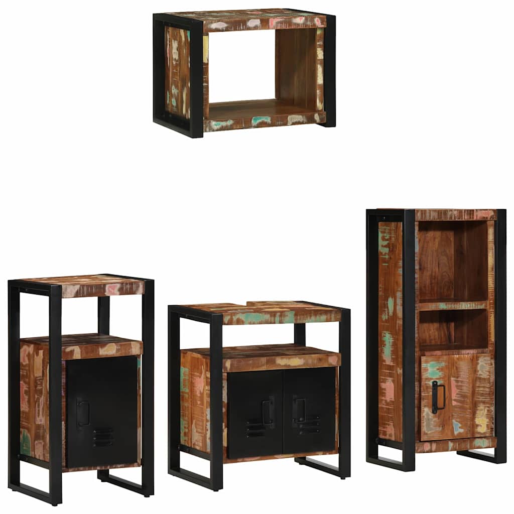 Bathroom Furniture Set 4 pcs Multicolour Solid Reclaimed Wood