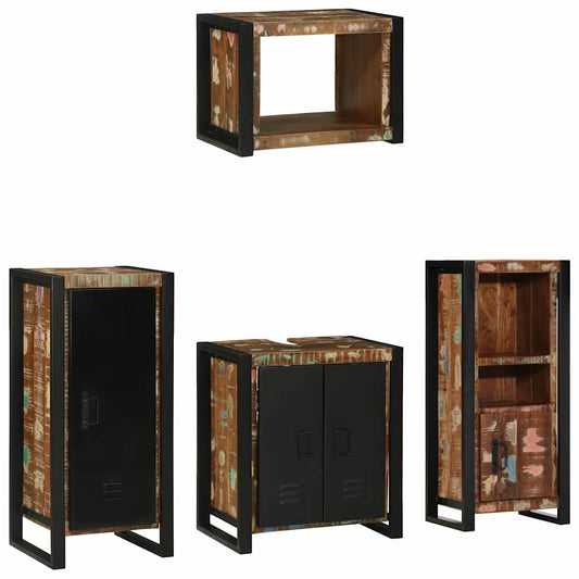Bathroom Furniture Set 4 pcs Multicolour Solid Reclaimed Wood